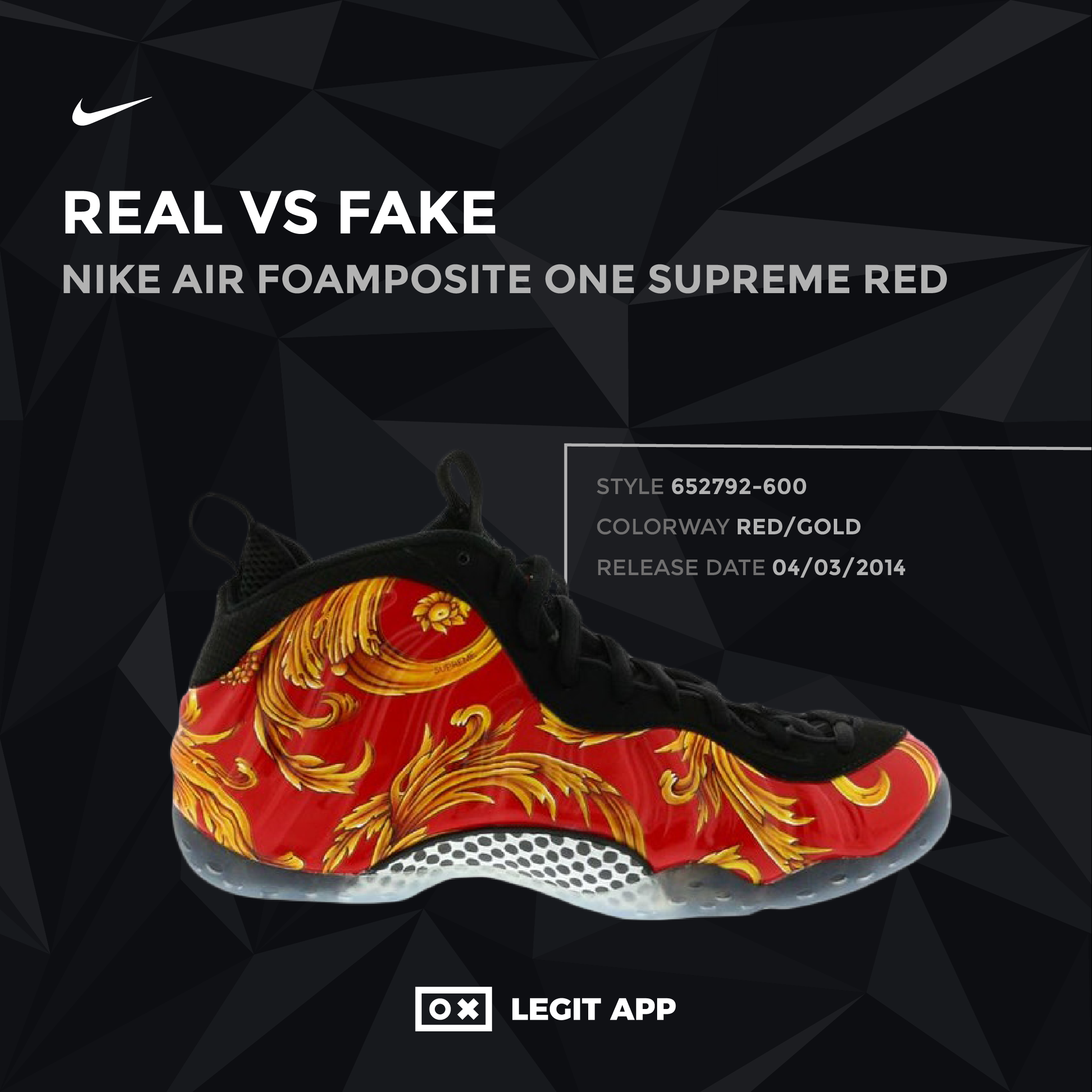 REAL VS REPLICA - Nike Air Foamposite One Supreme Red