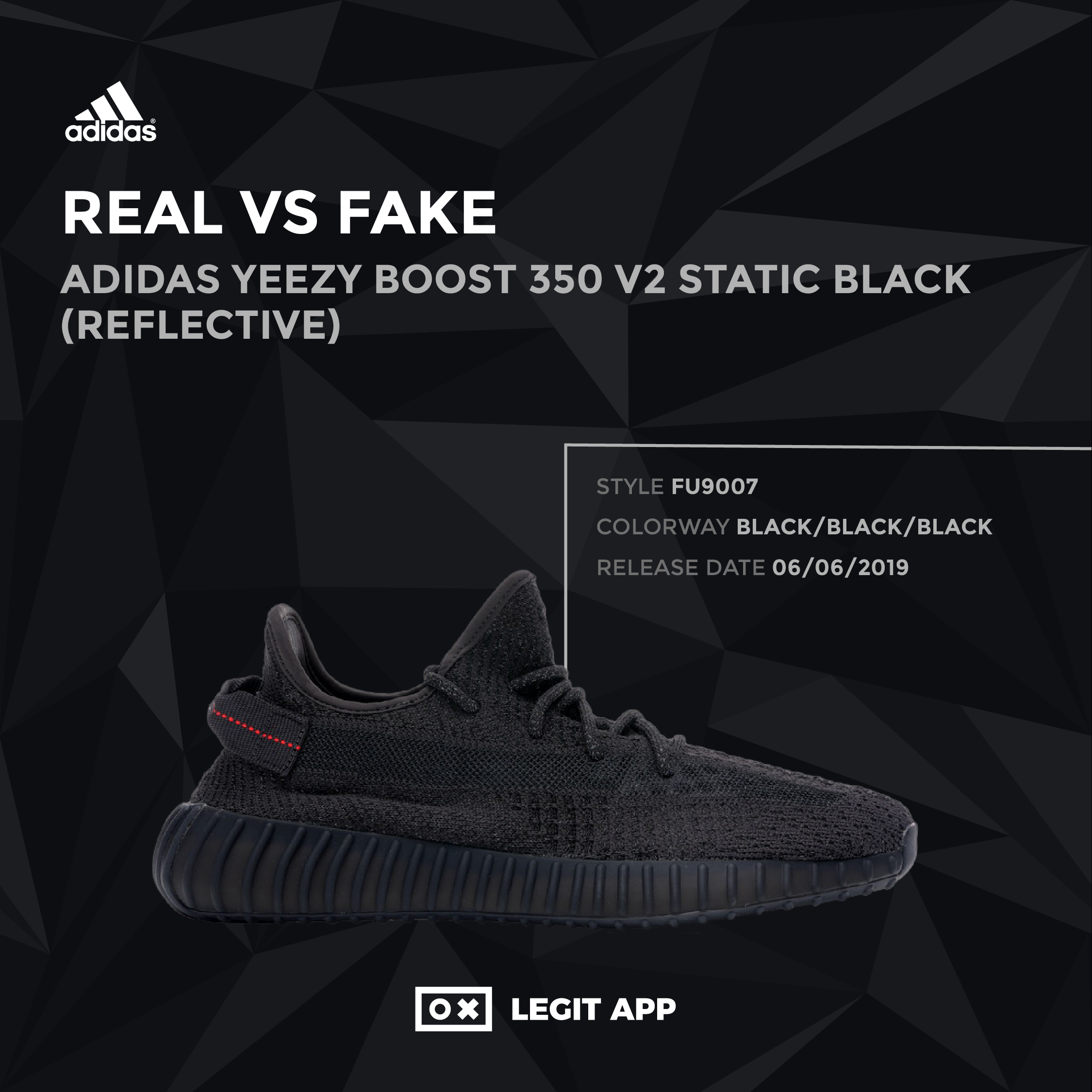 REAL VS REPLICA adidas Yeezy 350 Static Black (Reflective) | LEGIT APP