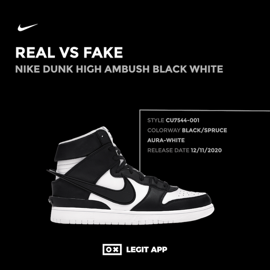 真假对比- Nike Dunk High Ambush Black White | LEGIT APP