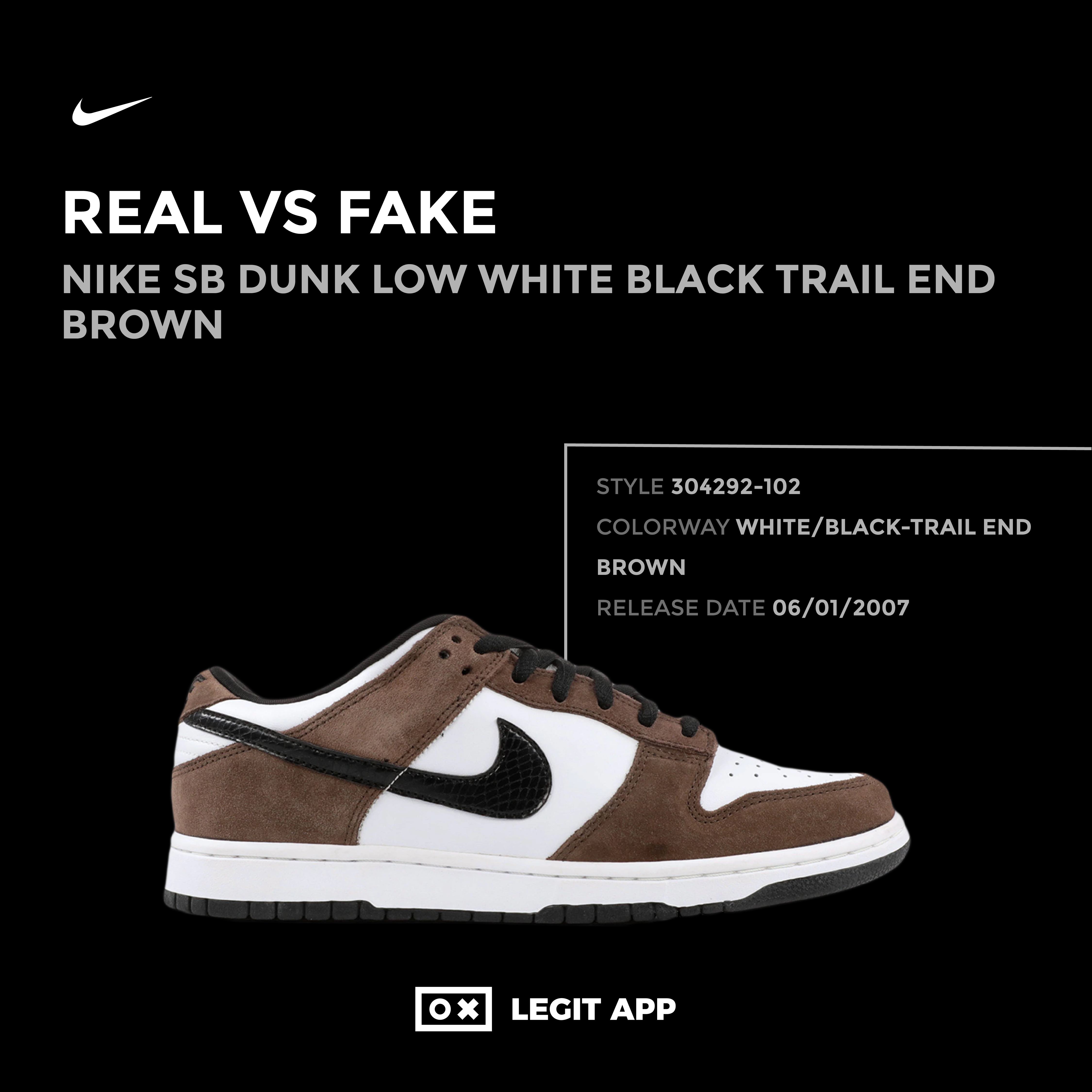 REAL VS REPLICA - Nike SB Dunk Low White Black Trail End Brown