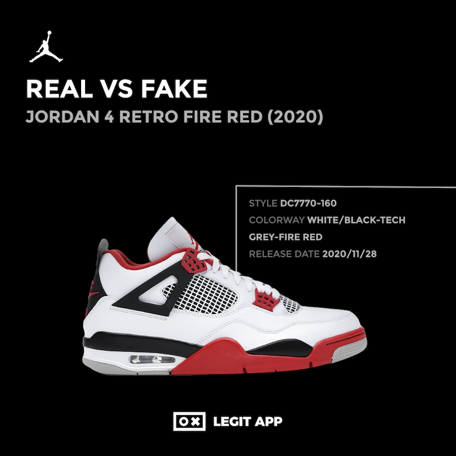 how to tell if jordan 4 fire red are fake